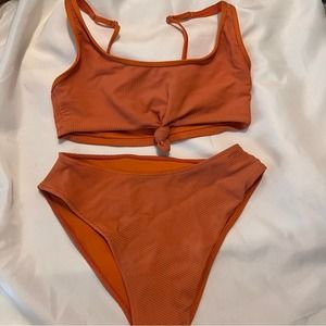 Frankie's Bikinis Orange Knot-Front Bikini